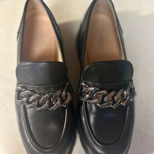 Limelight Kendall Black Loafers with Silver Chain